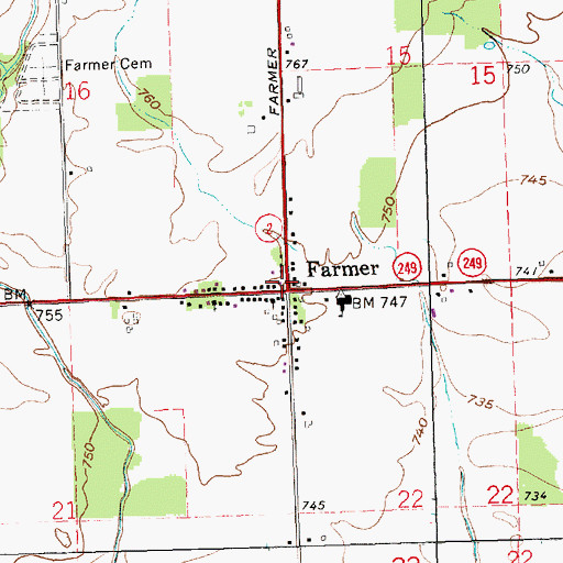 Topographic Map of Farmer Fire Department, OH