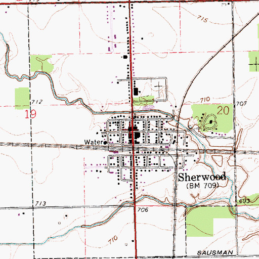 Topographic Map of Village of Sherwood Volunteer Fire Department, OH