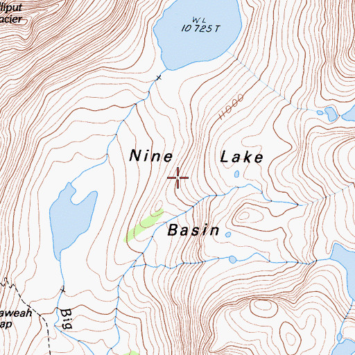 Topographic Map of Nine Lake Basin, CA
