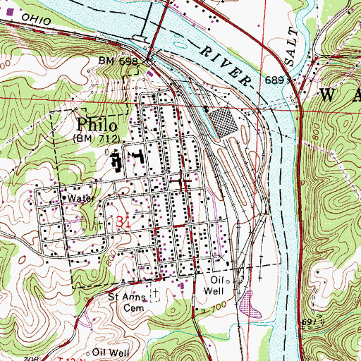 Topographic Map of Harrison Township Volunteer Fire Department, OH