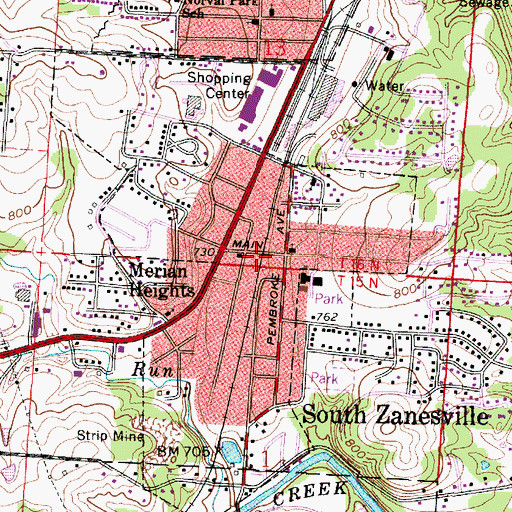 Topographic Map of South Zanesville Fire Department, OH