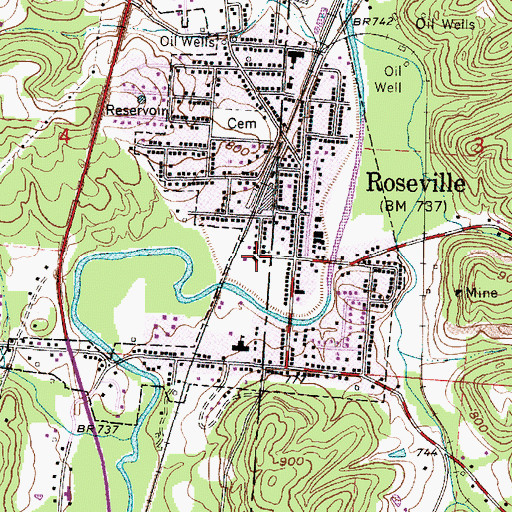 Topographic Map of Roseville Volunteer Fire Department, OH