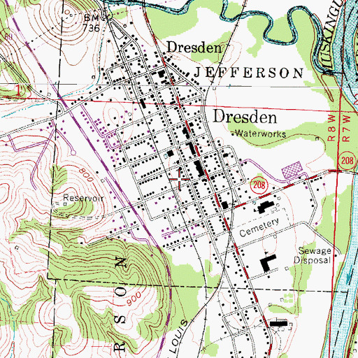 Topographic Map of Dresden Volunteer Fire Department, OH