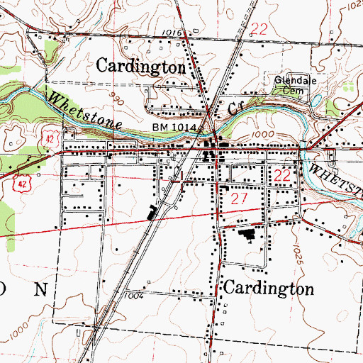Topographic Map of Cardington Fire Department, OH