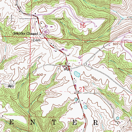 Topographic Map of Center Township Volunteer Fire Department, OH