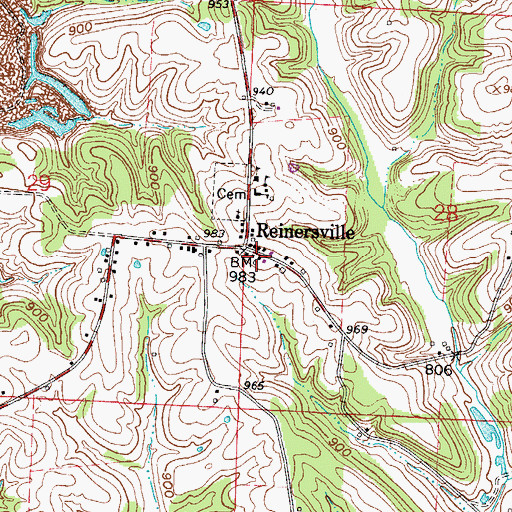 Topographic Map of Reinersville Volunteer Fire Department, OH