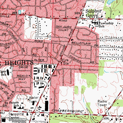 Topographic Map of Huber Heights Fire Department Station 22, OH