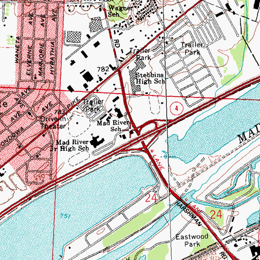 Topographic Map of Riverside Fire Department Station 5, OH