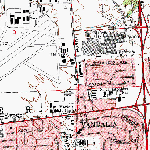 Topographic Map of Vandalia Fire Department Station 1, OH
