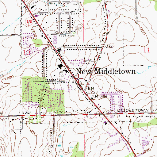 Topographic Map of New Middletown Village Fire Department, OH