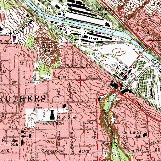 Topographic Map of Struthers Fire Department Station 1, OH