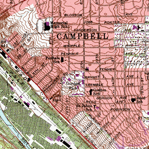 Topographic Map of Campbell Fire Department, OH