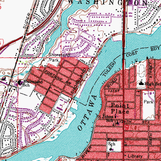 Topographic Map of Washington Township Fire Department, OH