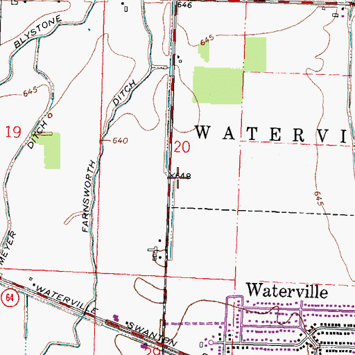 Topographic Map of Waterville Fire Department, OH
