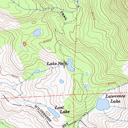 Topographic Map of Lake Number Five, CA