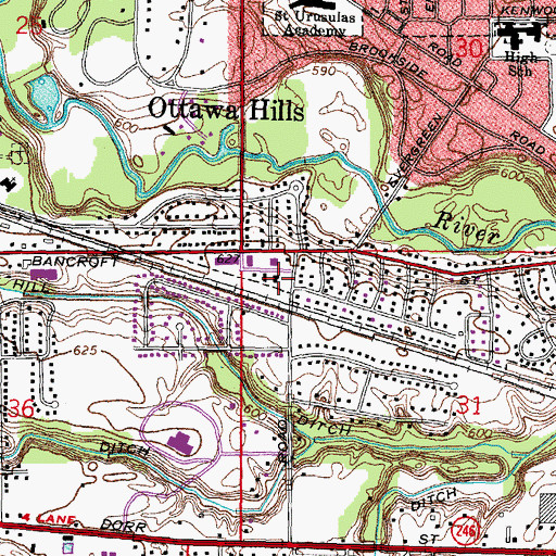 Topographic Map of Toledo Fire and Rescue Department - Station 15, OH