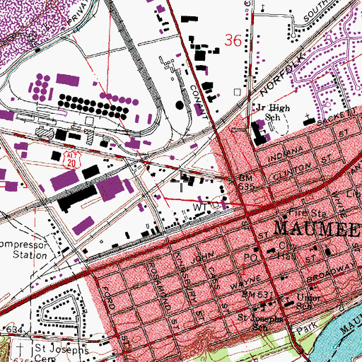 Topographic Map of Maumee Fire Division - Station 1, OH