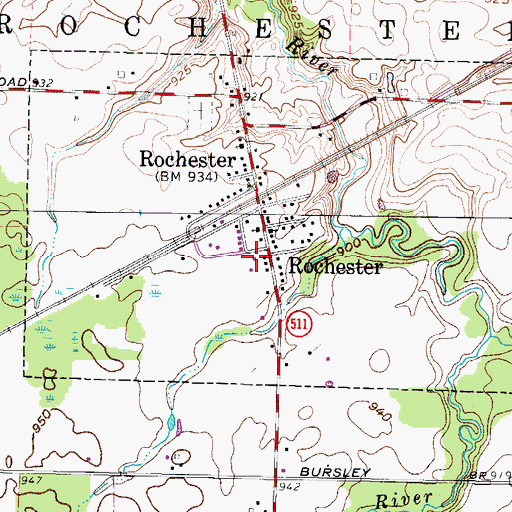Topographic Map of Rochester Volunteer Fire Department, OH