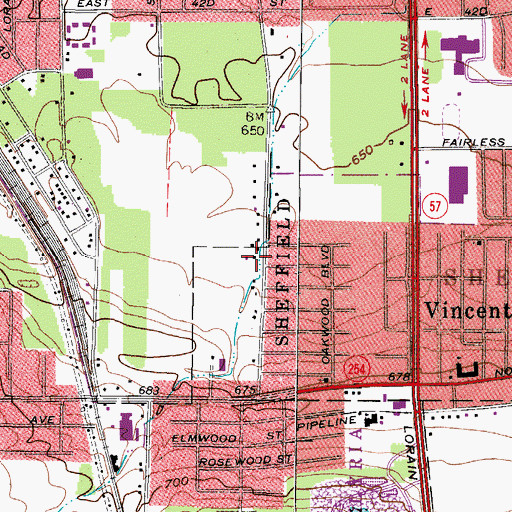 Topographic Map of Sheffield Township Fire Department Station 2, OH