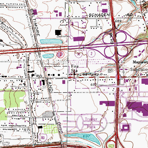 Topographic Map of Elyria Township Fire Department, OH