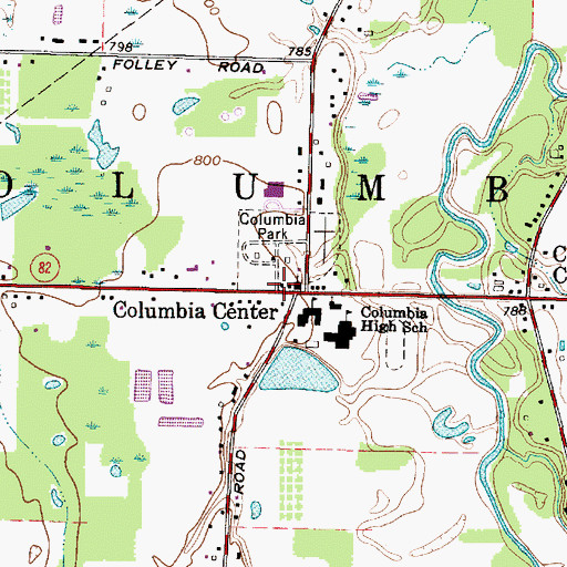 Topographic Map of Columbia Township Fire Department, OH