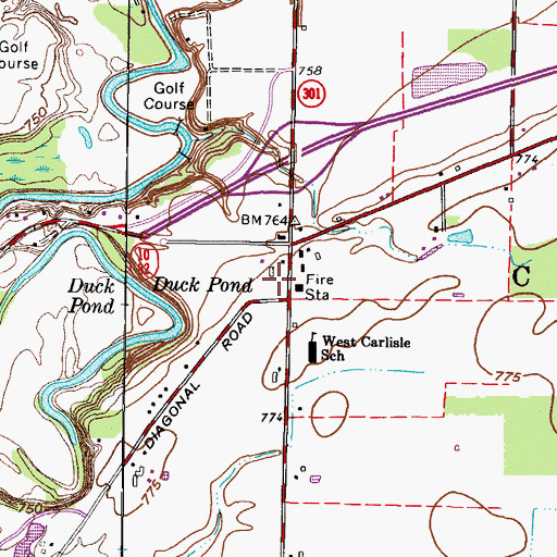 Topographic Map of Carlisle Township Fire Department, OH