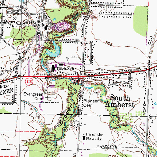Topographic Map of South Amherst Fire Department, OH