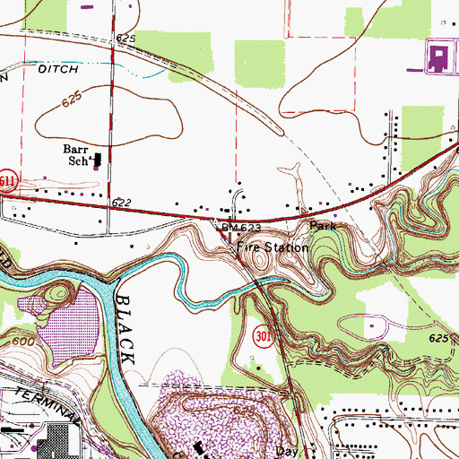 Topographic Map of Sheffield Village Fire Department, OH