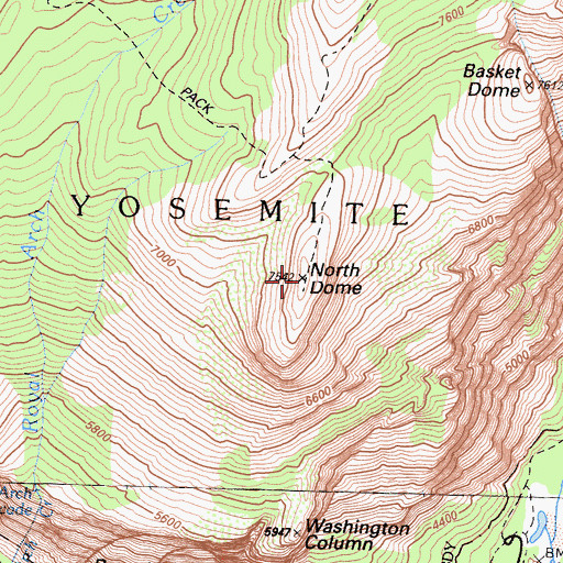 Topographic Map of North Dome, CA