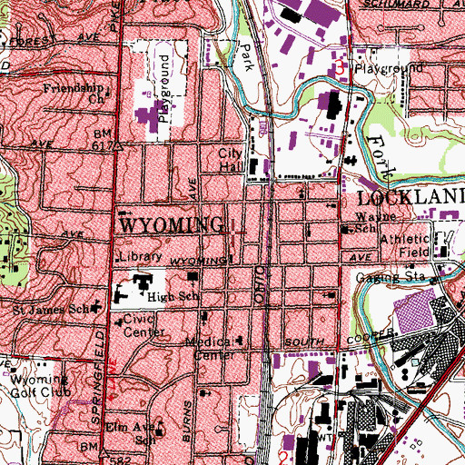 Topographic Map of Wyoming Fire and Emergency Medical Services, OH