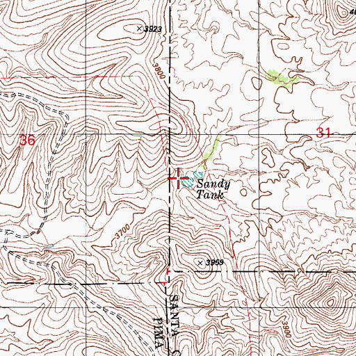 Topographic Map of Sandy Tank, AZ