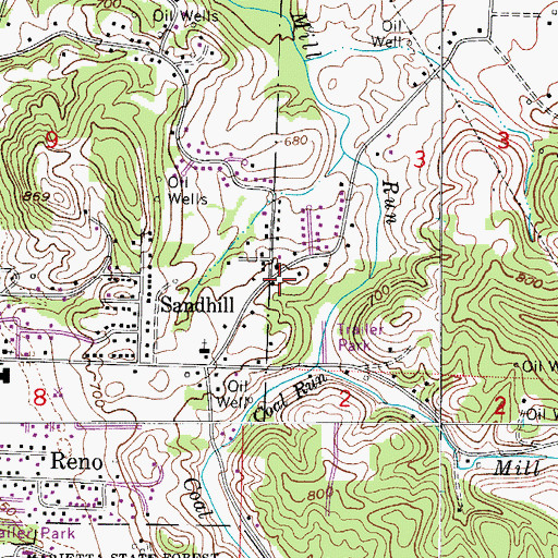 Topographic Map of Reno Volunteer Fire Department Station 1, OH
