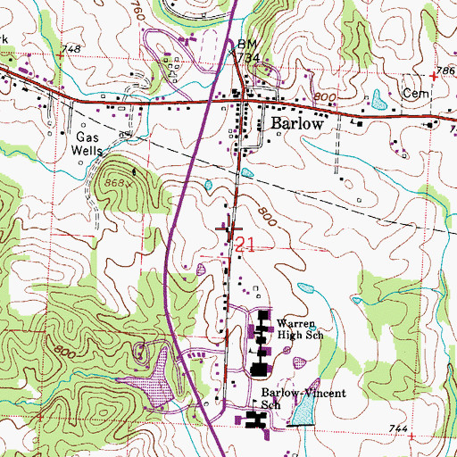 Topographic Map of Barlow Volunteer Fire Department, OH