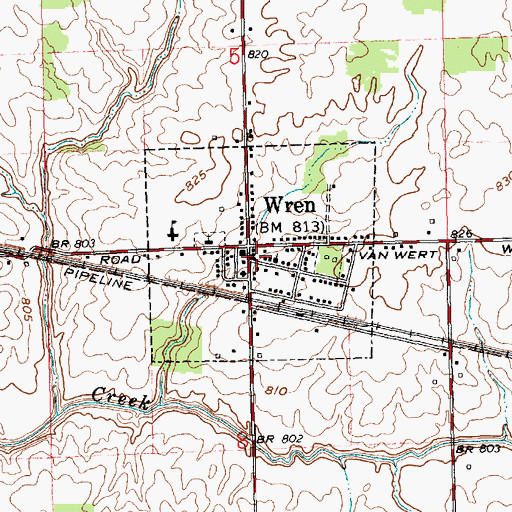 Topographic Map of Wren Fire Department and Emergency Medical Services Department, OH