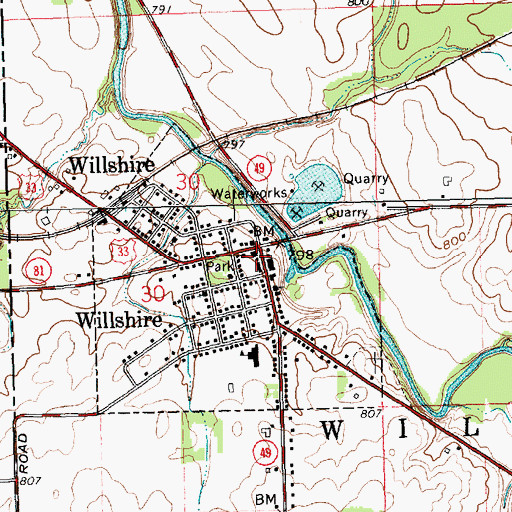 Topographic Map of Willshire Fire Department, OH