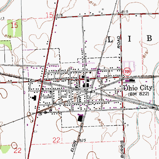 Topographic Map of Ohio City Volunteer Fire Department, OH