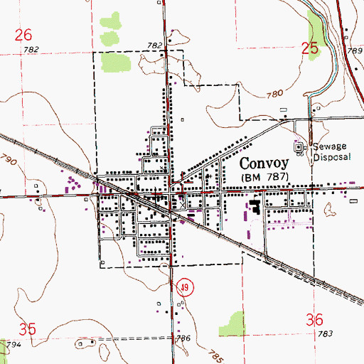 Topographic Map of Convoy Fire Station and Emergency Medical Services Department, OH