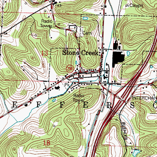 Topographic Map of Stone Creek Volunteer Fire Department, OH