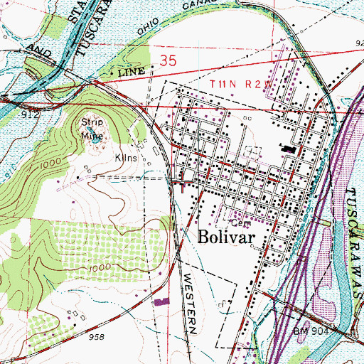 Topographic Map of Bolivar Volunteer Fire Department, OH