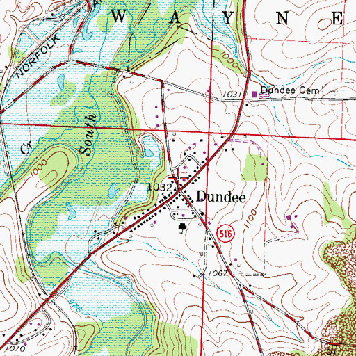 Topographic Map of Wayne Township Volunteer Fire Department, OH