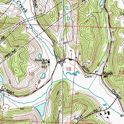 Topographic Map of Rush Township Fire Department Station 7, OH