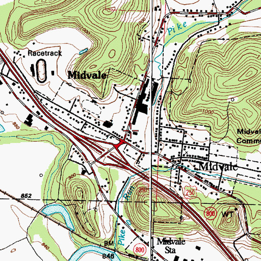 Topographic Map of Midvale - Barnhill Brightwood Fire Department, OH