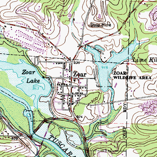 Topographic Map of Zoar Volunteer Fire Department, OH