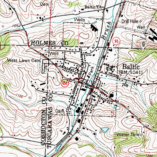 Topographic Map of Baltic Fire and Rescue Department, OH