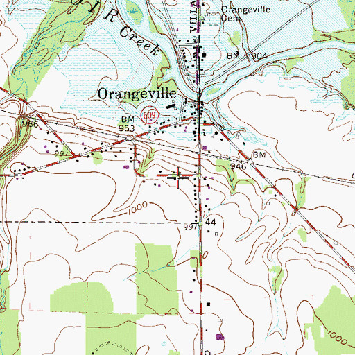 Topographic Map of Orangeville Volunteer Fire Department, OH