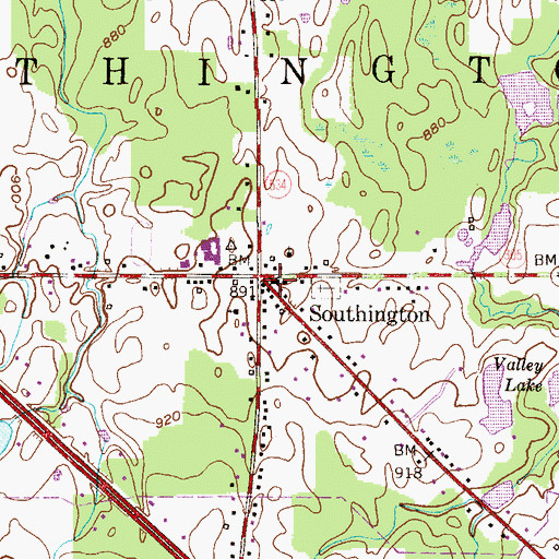 Topographic Map of Southington Volunteer Fire Department, OH