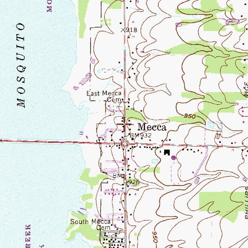 Topographic Map of Mecca Township Volunteer Fire Department, OH