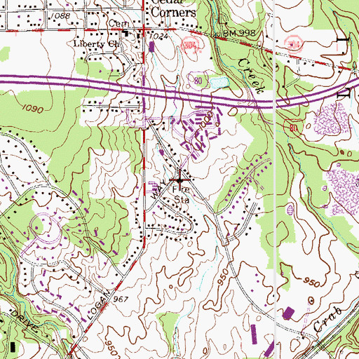 Topographic Map of Liberty Township Fire Department Station 35, OH