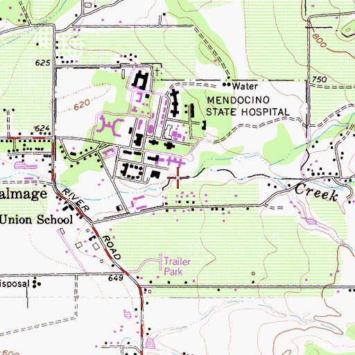 Topographic Map of North Fork Mill Creek, CA