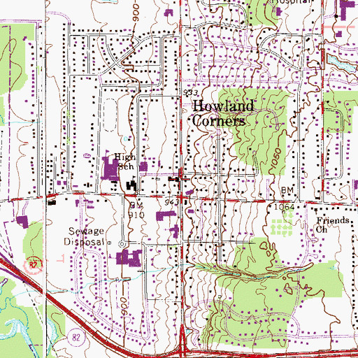 Topographic Map of Howland Township Fire Department Station 30, OH